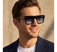 Carrera Occhiali da Sole 340/S 2M208 Uomo Nero Quadrato Full Cerchio Blu Fumè 5