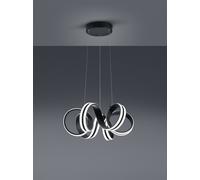 CARRERA SOSPENSIONE LED METALLO NERO TIRANTI REGOLABILI CON VARIAZIONE INTENSITA' CON INTERRUTTORE A PARETE D. 55CM