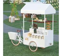 Carretti Alimentari Mobili, Dei Venditori Del Mercato, Chioschi All'aperto, Ideali For Mercati Di Strada, Degli Agricoltori, Fiere Dell'artigianato E(White,With a canopy)