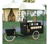Carretti Alimentari Mobili, Dei Venditori Del Mercato, Chioschi All'aperto, Ideali For Mercati Di Strada, Degli Agricoltori, Fiere Dell'artigianato E(Black,With a canopy)