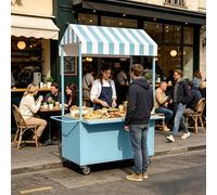 Carretti Delle Bancarelle del Mercato, Bancarella Chiosco Alimentare, Postazione for La Vendita di Dessert Ideale for Mercati, Street Food ed Eventi.(Blue,120x60x200cm/47x24x79in)