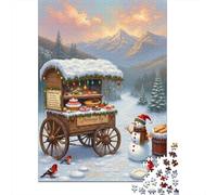 Carretto Cibo Innevato Valle Montana Invernale Puzzle 1000 Pezzi Puzzle per Adulti Rilassante Attenzione Decorazione Famiglia Regalo Natale 70x50cm/1000pcs
