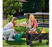 Carretto Pieghevole Rimorchio Trasporto Carrello da Giardino Piegabile NERO