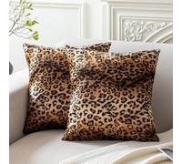 CARRIE HOME Federa per cuscino con stampa leopardata, in finta pelliccia, decorativa, per divano, casa, divano, set da 2, 40,6 x 40,6 cm