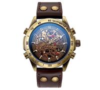 Carrie Hughes Orologio da polso automatico da uomo, in bronzo, a carica automatica, in pelle, CH9581, CH9581, moda, casual, business, steampunk