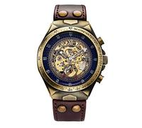 Carrie Hughes Orologio da polso automatico da uomo, in bronzo, con scheletro cavo, a carica automatica, in pelle, CH15B, CH17G, moda, casual, business, steampunk