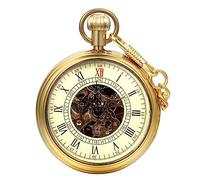 Carrie Hughes, orologio da taschino da uomo, stile vintage, in rame, con quadrante aperto, stile steampunk, con catena CH212G