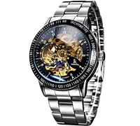 Carrie Hughes Steampunk Orologio automatico da uomo con scheletro in vetro e quadrante meccanico in acciaio inox 98226G3.