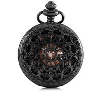 Carrie Hughes Uomo Spiderman nero Steampunk scheletro orologio da tasca con catena CHPW4, CHPW4B, retro, steampunk