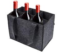 Carrier per bottiglie di vino - tote da vino in feltro resistente con sei slot, organizer da viaggio portatile | portabevande riutilizzabile, borsa divisore morbido per champagne, birra, grigio, Se