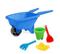 Carriola blu per bambini con set da sabbia