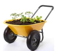 Carriola Da Giardino Doppia Ruota, Robusta in Ferro e Plastica, Carriola Multiuso Per Casa Giardino Lavori