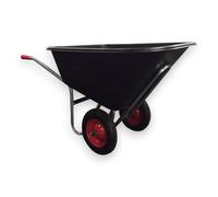 Carriola smontata con vasca 240 lt in plastica con bordo antinfortunistico e 2 ruote pneumatiche