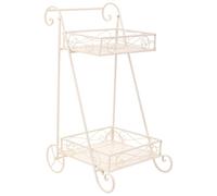 Carrito 2 Baldas Para Macetas De Forja Blanco