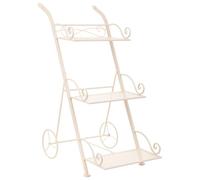 Carrito 3 Baldas Para Macetas De Forja Blanco