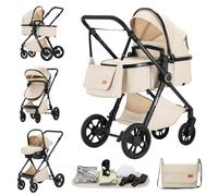 Carrito de Bebé Trío 3 en 1, Capazo Convertible en Hamaca y Silla de Coche i-Size, Plegado Compacto, Incluye Accesorios (Bianco)