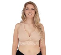 Carriwell Bustier biologico, per dormire e allattamento, in cotone estremamente confortevole, con pizzo, traspirante, morbido e senza cuciture, si adatta ai cambiamenti del seno, S-XL, miele, M