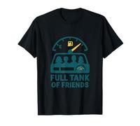 Carro Armato Pieno di Amici Road Trip Fuel Gauge Design Maglietta
