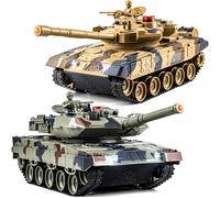Carro Armato RC, 1/24 Telecomando Carro Armato, Russo T90 e Leopard II Serbatoio Telecomandato 2,4 GHz con Luce e Fumo, Giocattolo Carro Armato, Adatto per Bambini dai 6 Anni in Su, Regalo Ragazzi