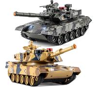 Carro Armato RC, 1/24 Telecomando Carro Armato, USA M1A2 e Cina 99, Serbatoio Telecomandato 2,4 GHz con Luce e Fumo, Giocattolo Carro Armato, Adatto per Bambini dai 6 Anni in Su, Regalo per Ragazzi