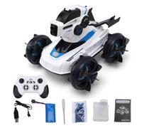 Carro Armato RC Anfibio, Veicolo Telecomandato in Scala 1/12 con Spray, Perle D'acqua, Lancio del Flusso, Luci, Musica e Demo Automatica per Giochi All'aperto Al Chiuso (WHITE)