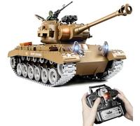 Carro Armato Telecomandato M26 Pershing 1:18, RC Tank con Sparo BB, Cingoli in Metallo, Suoni, Fumo ed Effetto Recoil Carro Armato Radiocomandato per Adulti e Bambini 6+ Veicolo Militare Giocattolo