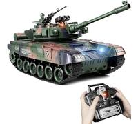 Carro Armato Telecomandato T90 1:18, Serbatoio Telecomandato Sparo BB, Fumo, Suoni e Luci Realistici, 2.4GHz Carro Armato Radiocomandato, Remote Control Tank Giocattolo Militare per Bambini e Adulti