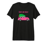Carro Rosa Allegro e Luminoso con Cani Che guidano Maglietta Premium