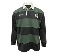 Carrolls Irish Gifts Lansdowne Four Provinces - Maglia da rugby a righe ricamata, motivo: Irlanda, Strisce verdi e nere, XL
