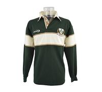 Lansdowne Polo T-Shirt da Rugby a Maniche Lunghe Stemma Irlanda con 3 Trifogli - M
