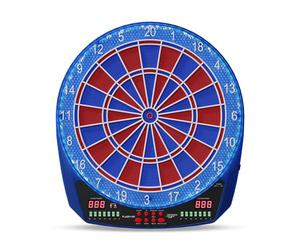 Carromco Freccette elettroniche FLASH-401, distanza a 2 fori, set di freccette fino a 8 giocatori, 35 giochi e 584 varianti, gioco blu, rosso, 42 x 3,2 x 46 cm