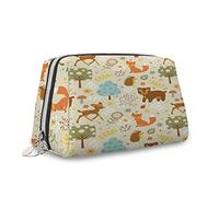 Carroon Animal, trousse per cosmetici, animali del bosco in pastello, organizer in pelle, borsa da toilette riutilizzabile, multicolore, S, multicolore_13, Taglia unica, Beauty Case
