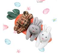 Carrot Bunny Plush Toy, Funny Cartoon Vegetable Pocket Plush, Soft Short Fabric with PP Cotton, Cuddly Bunny Doll for Living Room, Bedroom, and Bedside Decor, 18x9.5cm