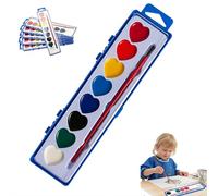 Carroterr Set di mini acquerelli per San Valentino, lavabili, mini pittura ad acquerello a forma di cuore con pennelli, regalo artistico romantico, forniture artistiche per scambio scolastico