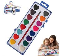 Carroterr Set di mini acquerelli per San Valentino, lavabili, mini pittura ad acquerello a forma di cuore con pennelli, regalo artistico romantico, forniture artistiche per scambio scolastico