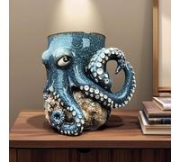 Carroterr Tazza da birra fatta a mano 2025 con polipo, design 3D con polpo/kraken, unica e romanzo con manico tentacolo baffi, ideale per gli amanti della vita marina, casa, ufficio, cucina
