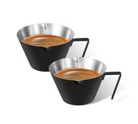 carrottimes Confezione da 2 tazzine da caffè in acciaio inox, accessori per espresso, dosatore a doppio beccuccio in metallo con doppia scala, per caffè espresso, peso del chicco di caffè (nero), 100