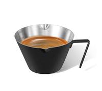 carrottimes Tazze da caffè in acciaio inox, accessori per espresso, dosatore in metallo a doppio beccuccio con doppia scala, tazza da caffè con manico, peso chicco di caffè (nero opaco), 100 ml
