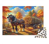 Carrozza con Cavallo nella Foresta Puzzle 1000 Pezzi Carta per Adulti Scenario Autunnale Gioco Famiglia Rilassante Decorazione Regalo 52x38cm/1000pcs