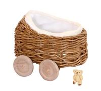 Carrozza e orso in rattan in miniatura per i mobili della casa delle bambole Decorazione della disposizione della scena della stanza dei bambini Passeggino in rattan in miniatura