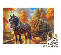 Carrozza nel Bosco Puzzle 1000 Pezzi Gioco di Puzzle 1000 Pezzi Boschi Autunnali per Adulti Relax Decorazione Casa 52x38cm/1000pcs
