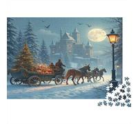 Carrozza nella Neve Notte di Natale Puzzle per Adulti Puzzle 1000 Pezzi Rilassante Decorazione Domestica Regalo Festivo 38x26cm/1000pcs