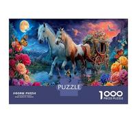 Carrozza trainata da cavalli Puzzle 1000 Pezzi Cartone Riciclato Relax Mentale Stagno illuminato dalla luna Attività Indoor Famiglia, Divertimento Giorni Pioggia, 70x50cm/1000pcs