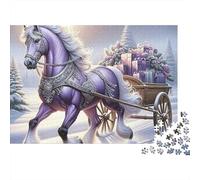Carrozza Viola Puzzle 1000 Pezzi per Adulti Paesaggio Invernale Gioco di Puzzle 1000 Pezzi Relax Decorazione Casa 38x26cm/1000pcs