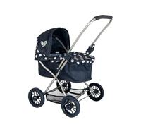 Carrozzina Dolly Tots Navy Cutie Dolls | Passeggino per bambini con grembiule rimovibile e cappuccio regolabile, sistema da viaggio pieghevole leggero con borsa abbinata, sistema da viaggio sotto il