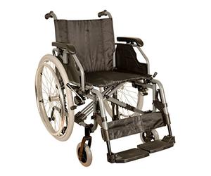 Carrozzina GIMA King in alluminio con seduta 46 cm, tessuto nero