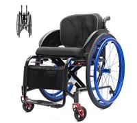 Carrozzina Manuale Pieghevole Leggera, Sedia A Rotelle Portatile In Lega Di Alluminio, Per Utenti Con Disabilità Fisiche, Disabili E Anziani(Black blue,40cm)