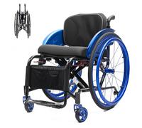 Carrozzina Manuale Pieghevole Leggera, Sedia A Rotelle Portatile In Lega Di Alluminio, Per Utenti Con Disabilità Fisiche, Disabili E Anziani(All blue,42cm)