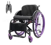 Carrozzina Manuale Pieghevole Leggera, Sedia A Rotelle Portatile In Lega Di Alluminio, Per Utenti Con Disabilità Fisiche, Disabili E Anziani(All purple,38cm)