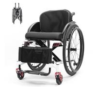 Carrozzina Manuale Pieghevole Leggera, Sedia A Rotelle Portatile In Lega Di Alluminio, Per Utenti Con Disabilità Fisiche, Disabili E Anziani(Black,36cm)